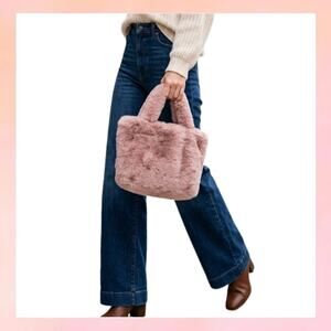 Expressions NYC Mauve Pink Faux Fur Top Handle Mini Bag NWT